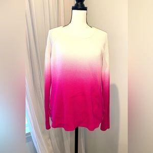 Saks Fifth 5th Avenue pink ombré dip dyed sweater side tie women’s size Large